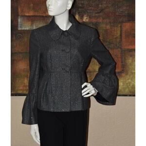 HELENE BERMAN Haute Couture Bell Cuff Tweed Shimmer Blazer Jacket Size:M